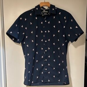 Savane stretch Navy Sailboat button up shirt
